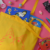 YUK FUN Fluff Buddy screen printed tote bag