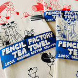 YUK FUN Pencil Factory Tea Towel