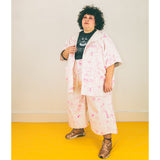 Totally cool white suit with cat print made from organic cotton by YUK FUN