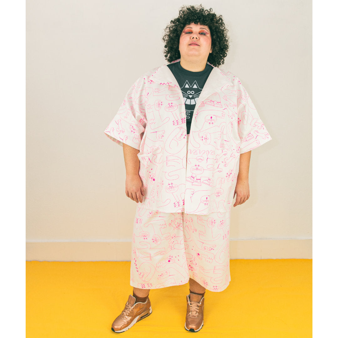 Super cool white suit made from 100% organic cotton ethically made in the UK by YUK FUN