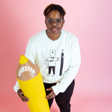 Cool monotone handprinted organic sweatshirt featuring art illustration