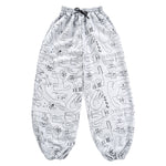 Baggy grey jogging bottoms with all over cat print designed and made by YUK FUN