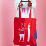 Red Art tote bag in organic cotton by YUK FUN