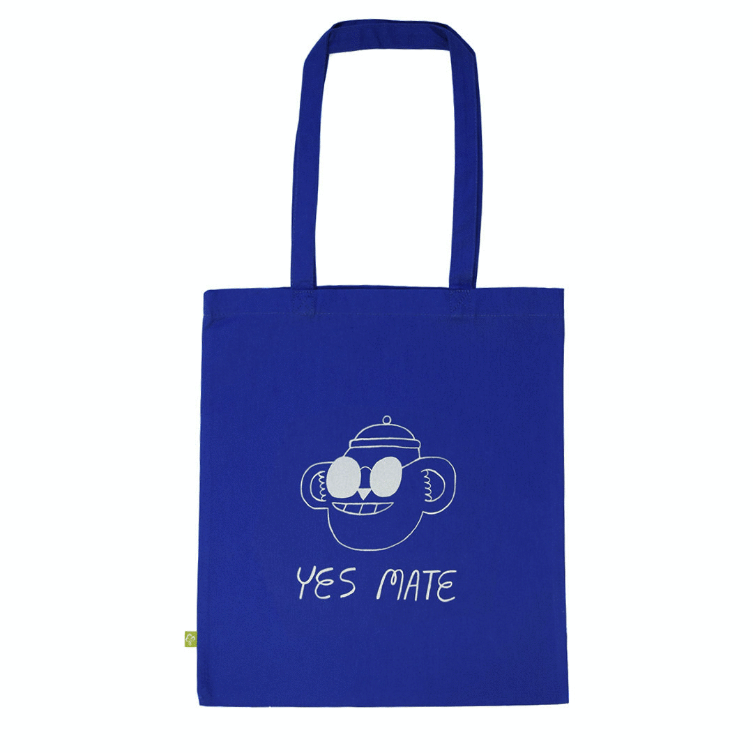 Yes Mate No Mate Illustration Screen Printed Tote Bag by YUK FUN