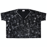 Mega boxy oversized Artist Jacket from YUK FUN screen printed in a Dora cat pattern