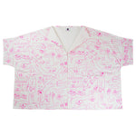 Cute white cat print Artist Jacket designed and ethically made by YUK FUN