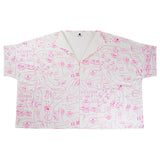 Cute white cat print Artist Jacket designed and ethically made by YUK FUN