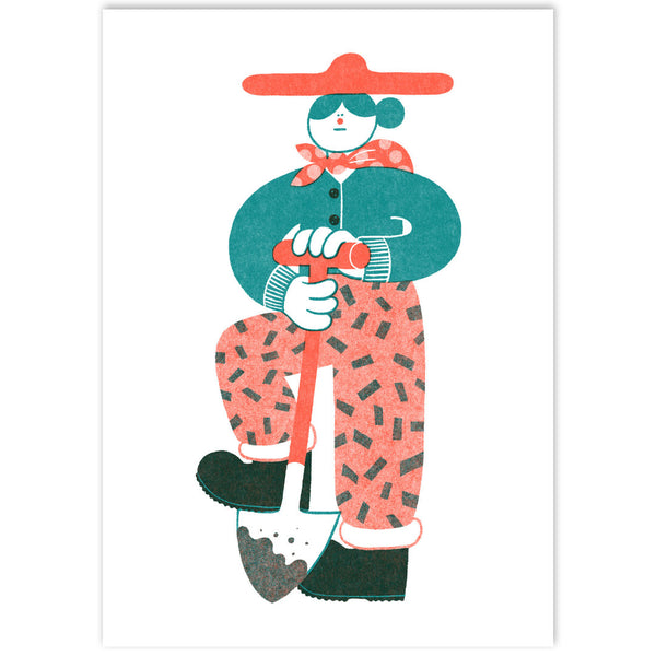 YUK FUN Digging Riso Art Print