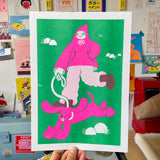 YUK FUN Walkies Riso Art Print