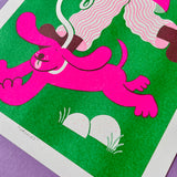 YUK FUN Walkies Riso Art Print