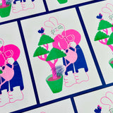 YUK FUN Bunny Waters the Money Tree Riso Print - V2