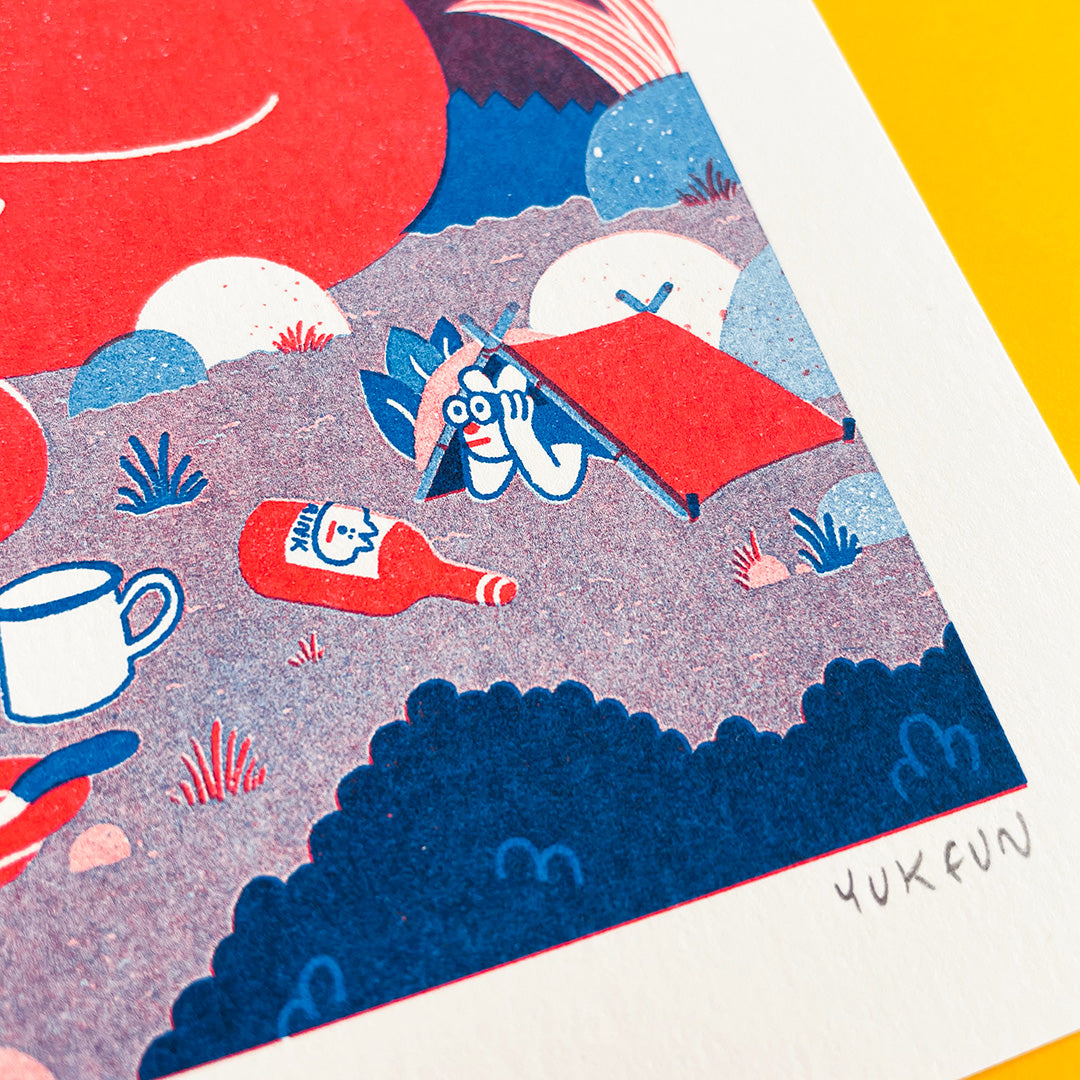 YUK FUN Cat Camp Riso Art Print