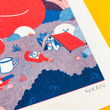 YUK FUN Cat Camp Riso Art Print