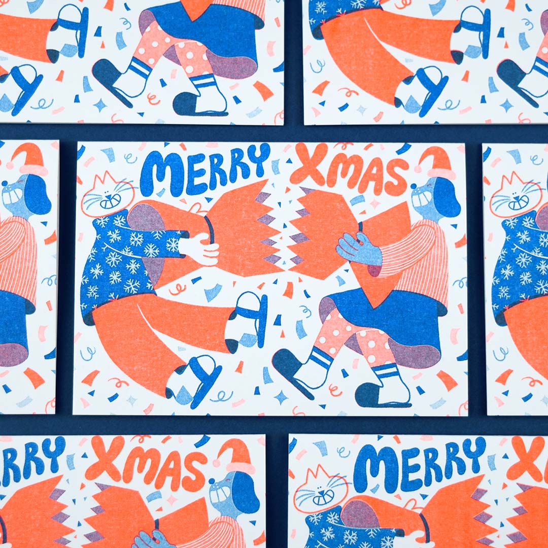 YUK FUN Christmas Cards Orange & Blue