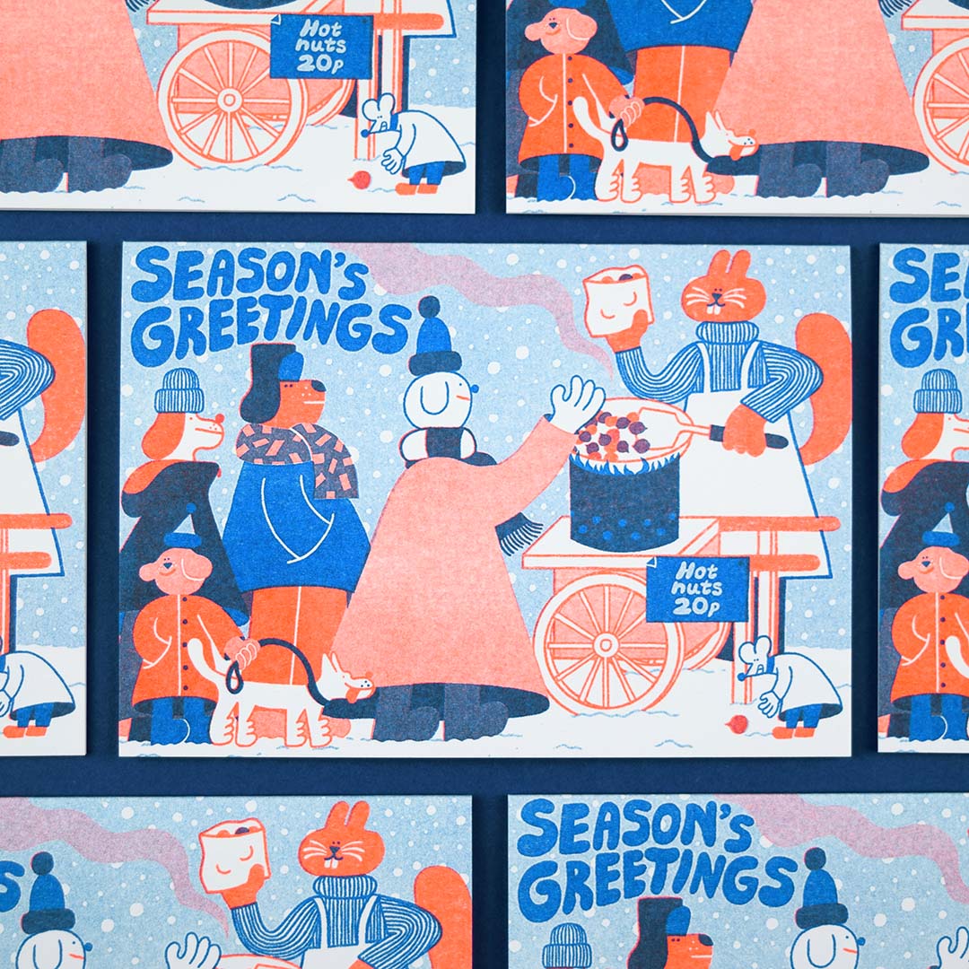 YUK FUN Christmas Cards Orange & Blue