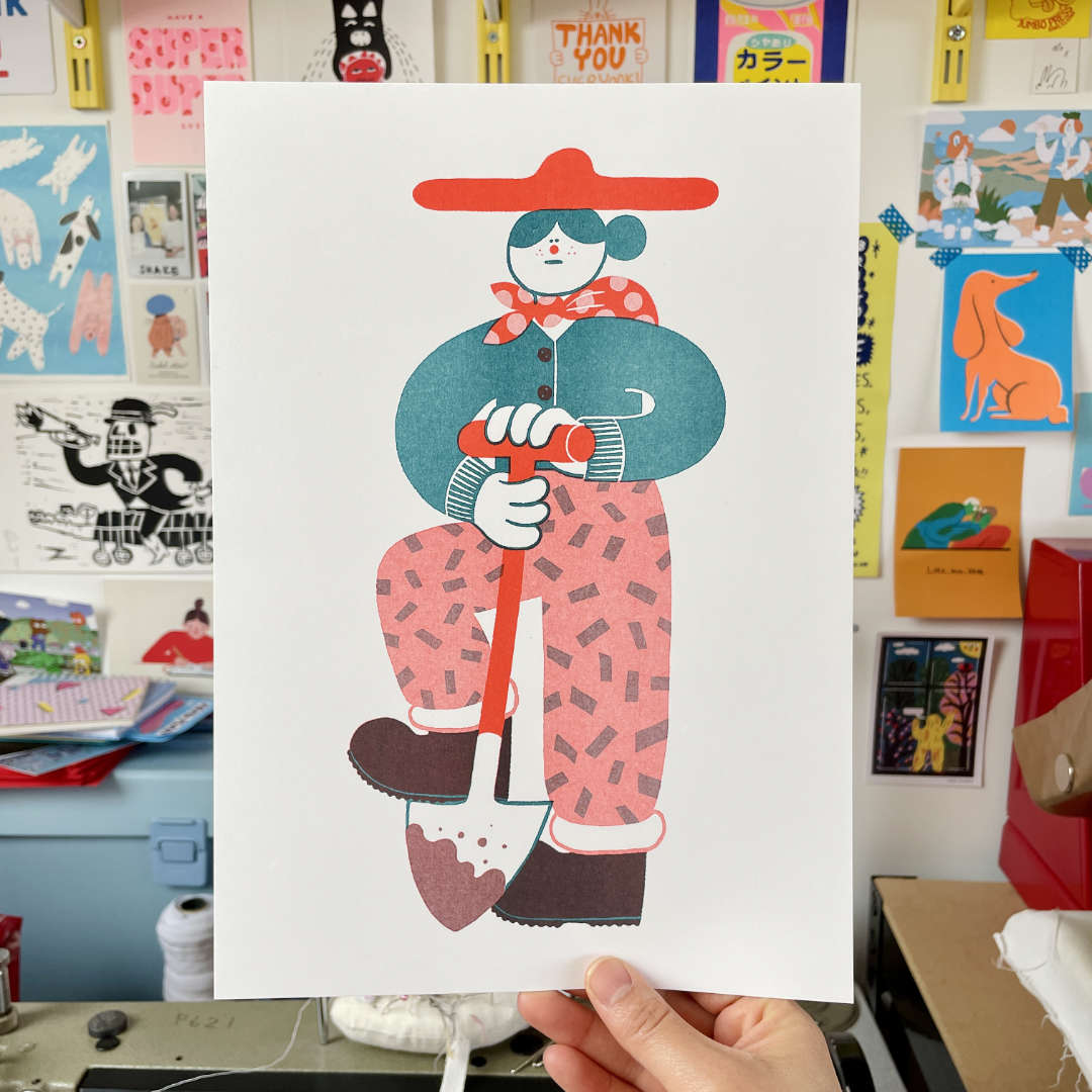 YUK FUN Digging Riso Art Print