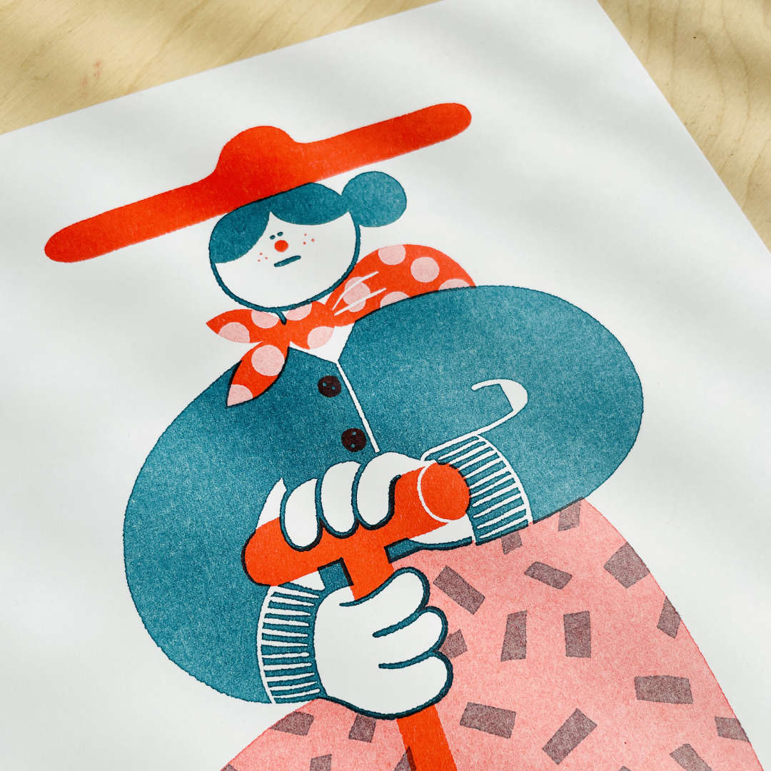 YUK FUN Digging Riso Art Print