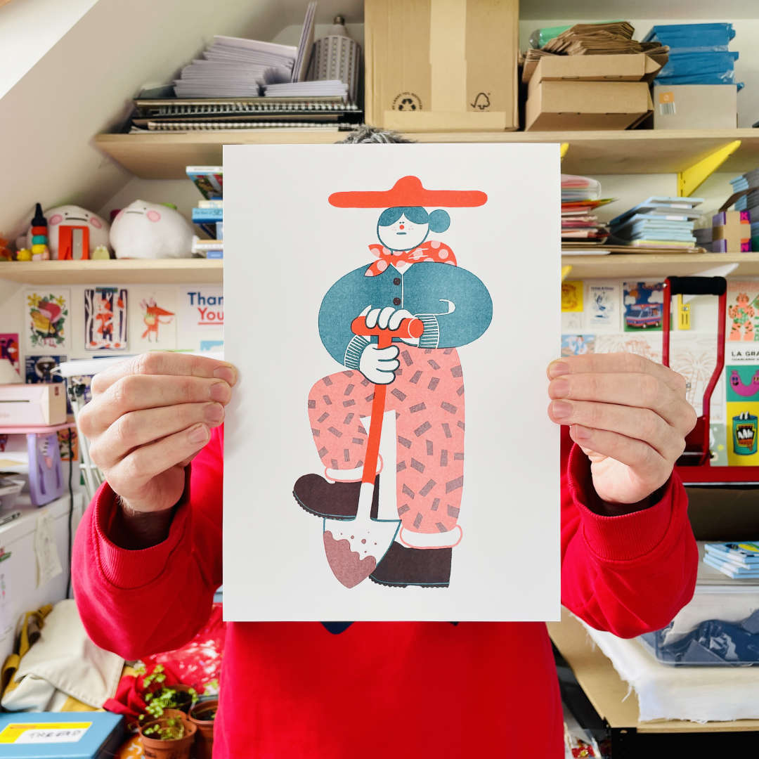 YUK FUN Digging Riso Art Print