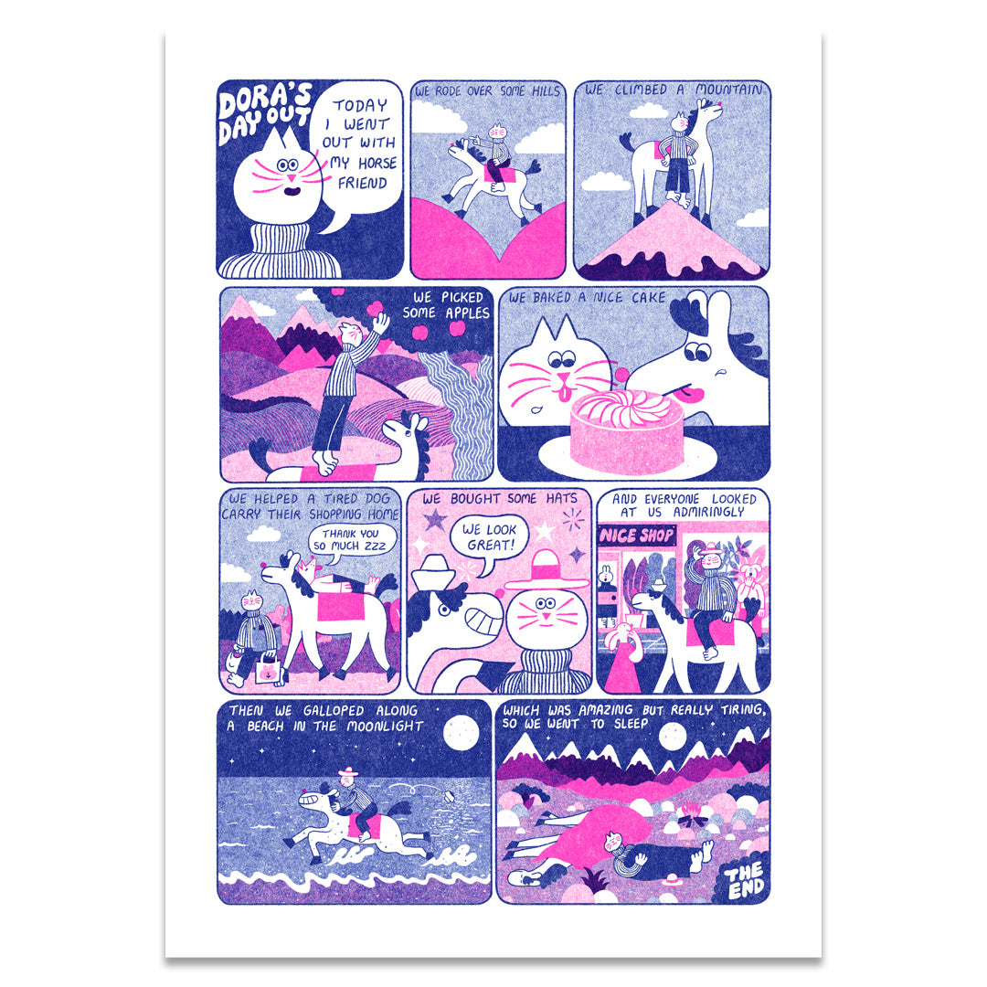 YUK FUN Dora's Day Out Comic Riso Print