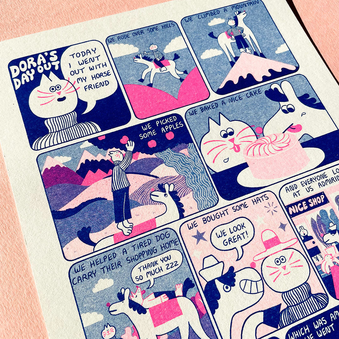 YUK FUN Dora's Day Out Comic Riso Print