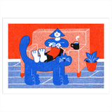 YUK FUN Knitting Time Riso Art Print