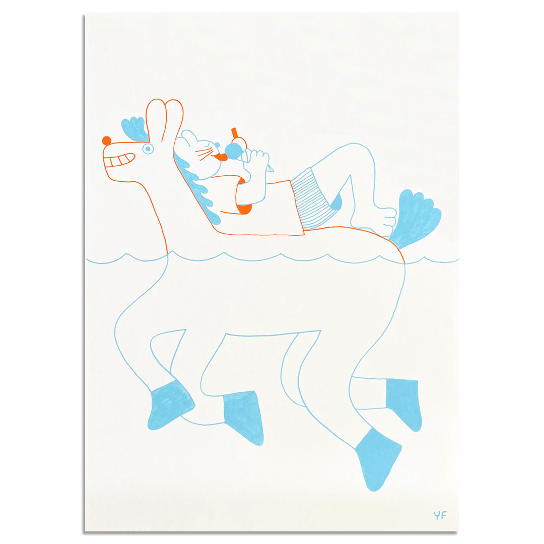 YUK FUN Original Drawing - Horse Ice Cream