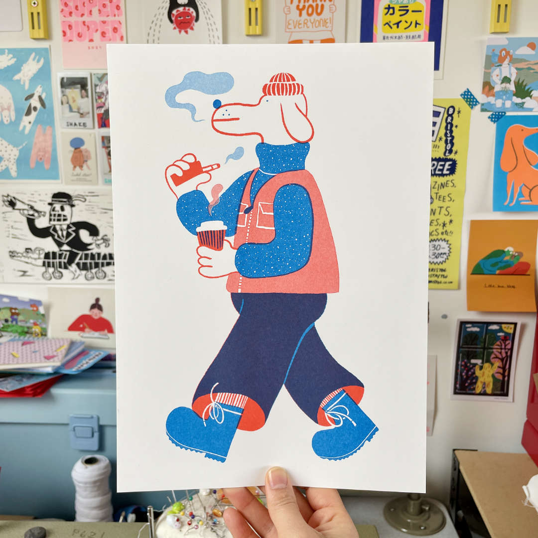 YUK FUN Strolling Riso Art Print