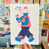 YUK FUN Strolling Riso Art Print