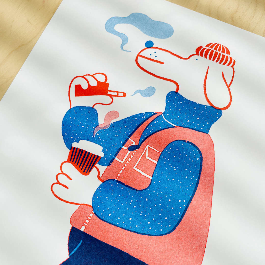 YUK FUN Strolling Riso Art Print