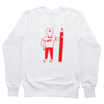 Organic white sweatshirt for Artists by indie label YUK FUN