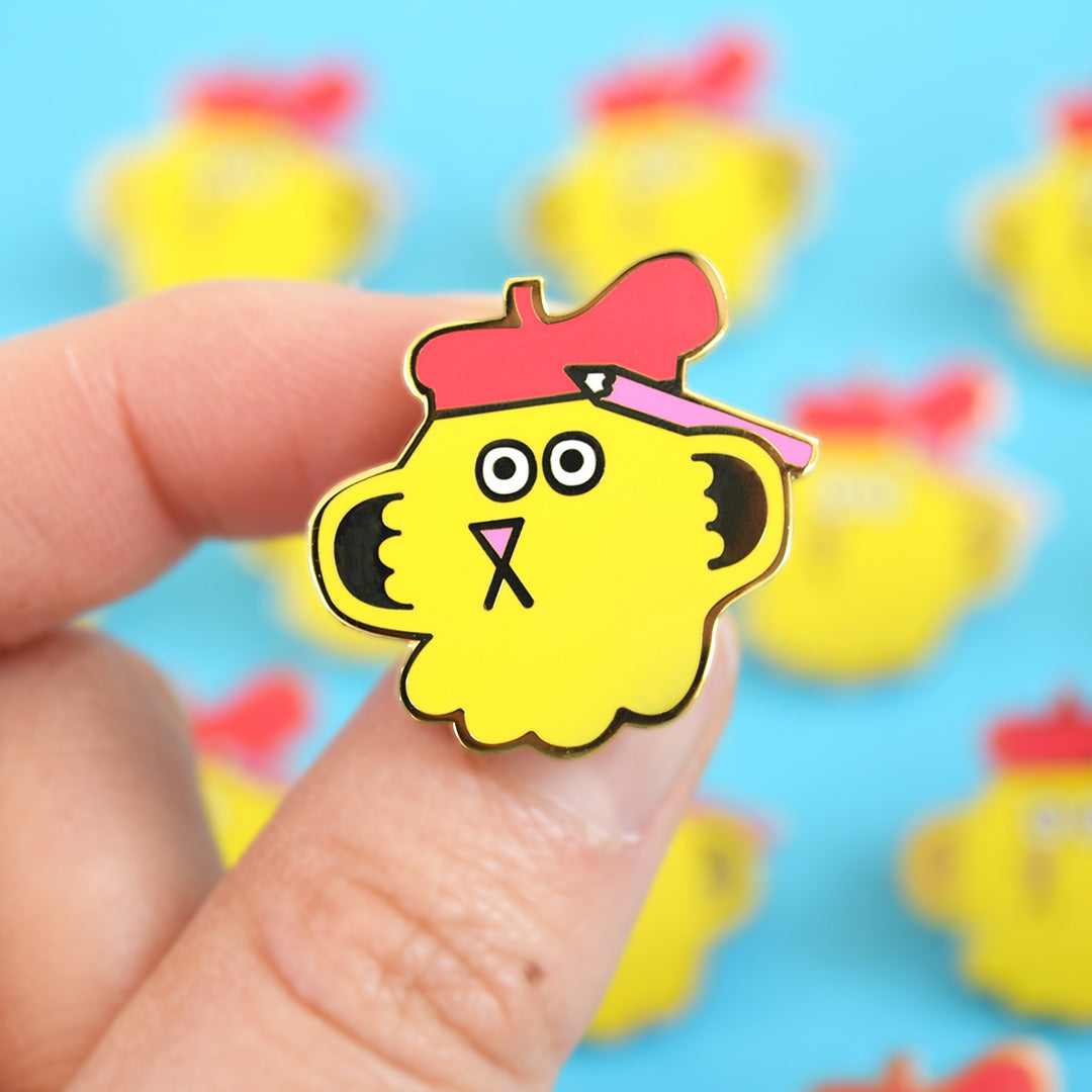 Cool artist bear enamel pin by YUK FUN