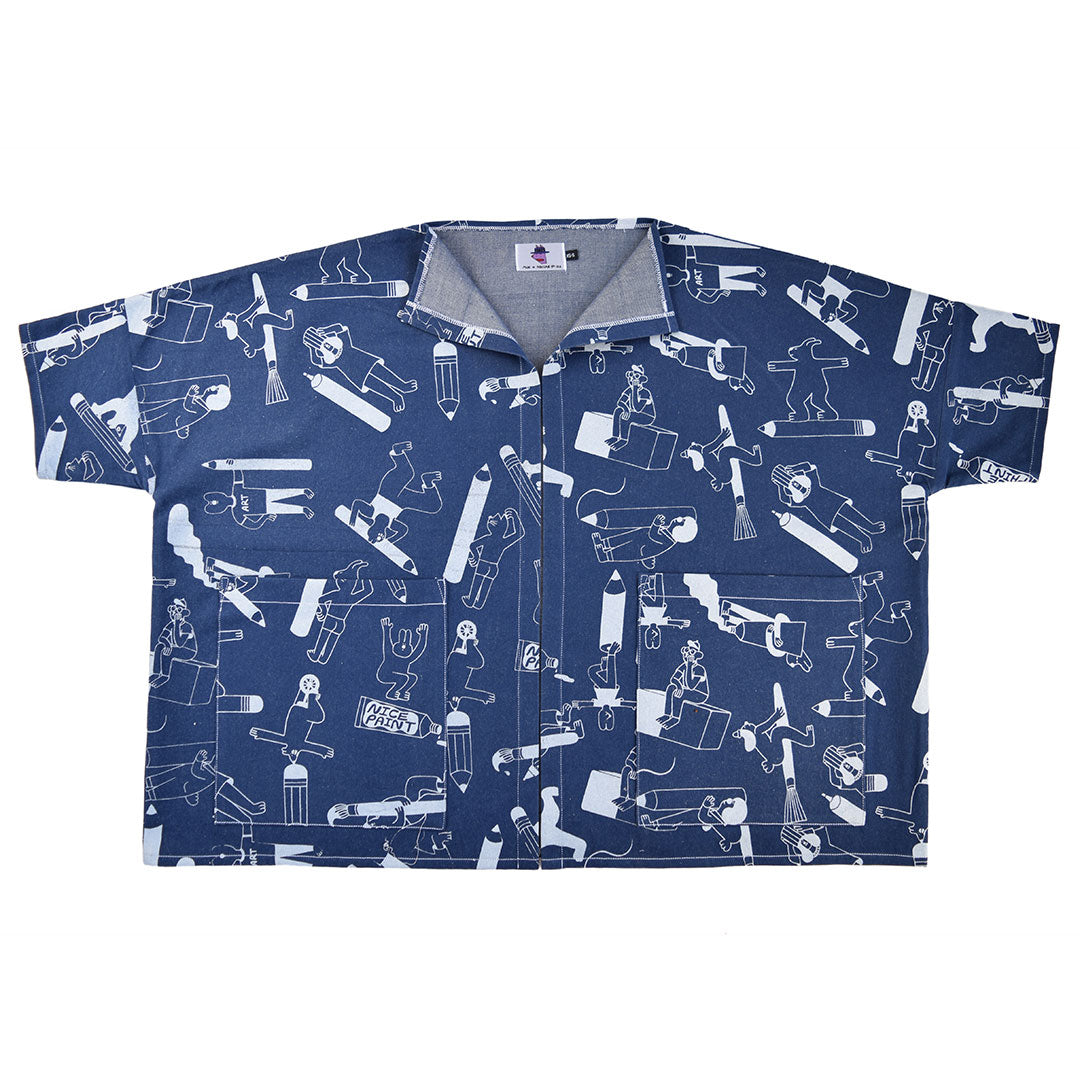 Denim Artist Jacket ethically made from sustainable 100% organic cotton by illustration duo YUK FUN
