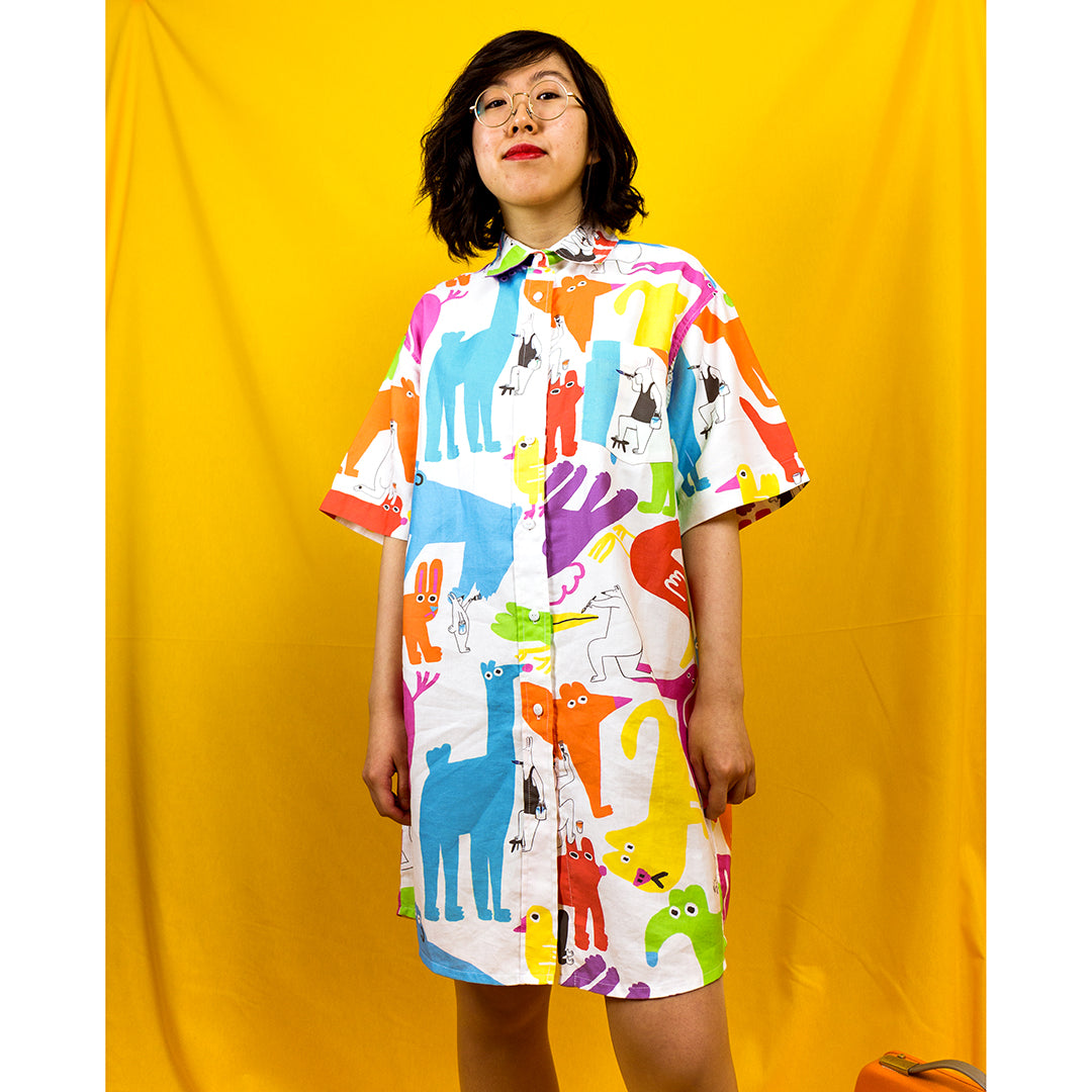 Super colourful animal print shirt dress by YUK FUN