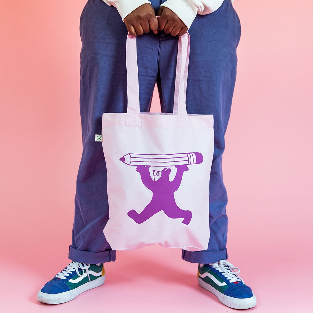 Cute illustrated organic tote bag in pink by YUK FUN