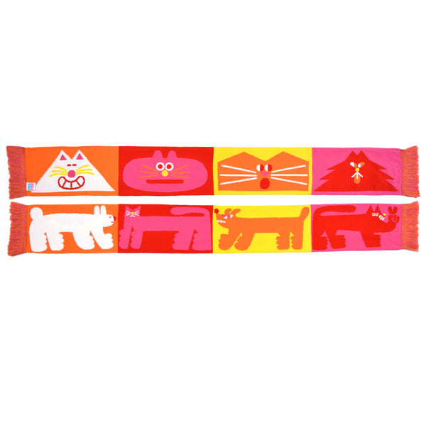 Super bright colourful orange, pink, red and yellow cat and dog scarf by YUK FUN