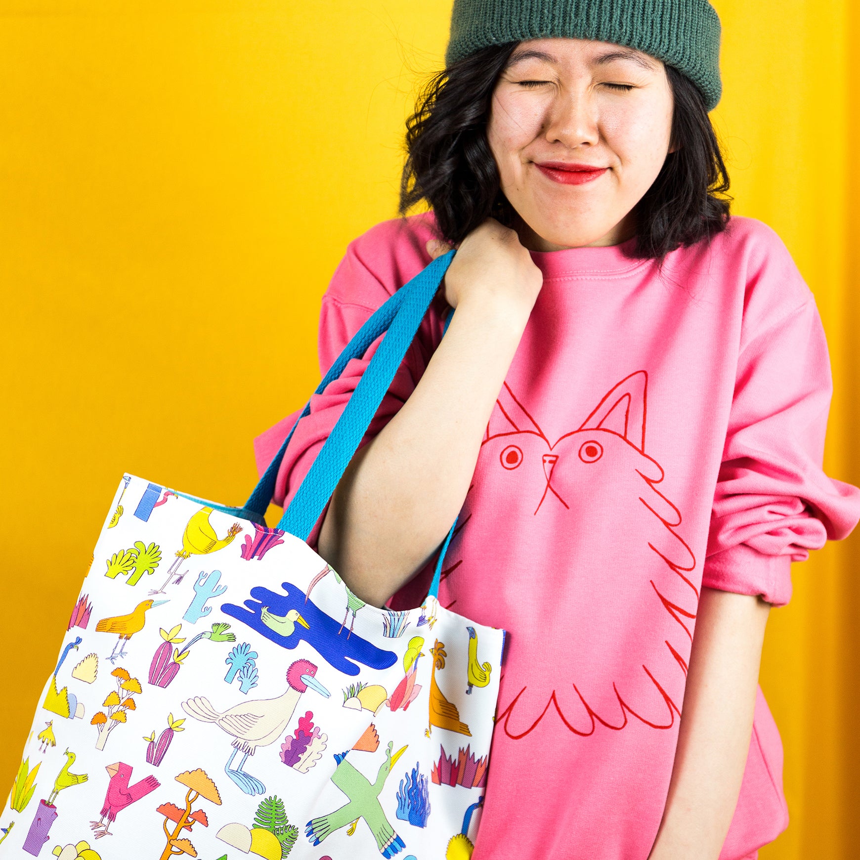 AWESOME pink grumpy cat sweatshirt by illustration duo YUK FUN