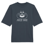 Happy cat T-shirt with NICE ONE slogan in grey designed and screen printed by YUK FUN
