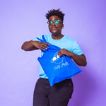 No Mate screen printed blue tote bag by YUK FUN
