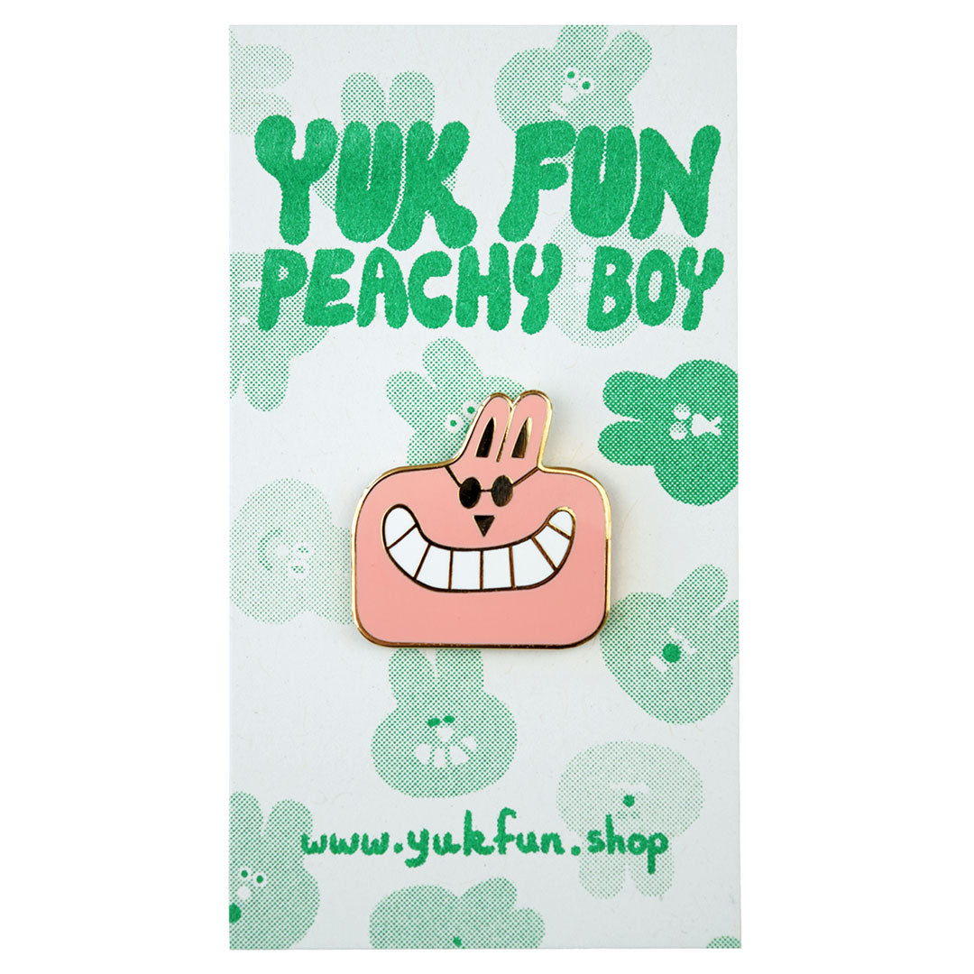Totally cool peachy boy enamel pin by YUK FUN