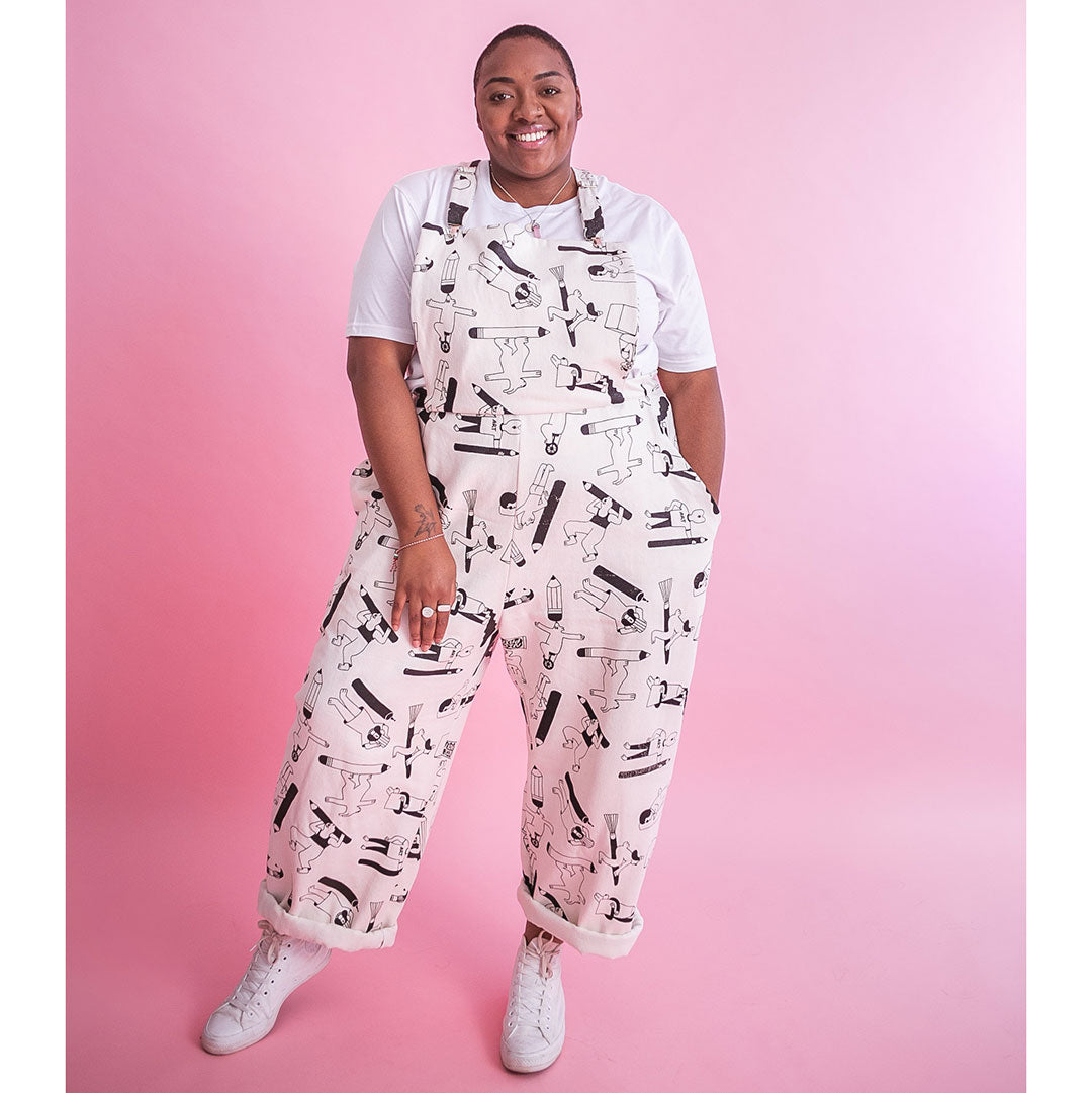 Awesome all over print plus size dungarees made in the UK