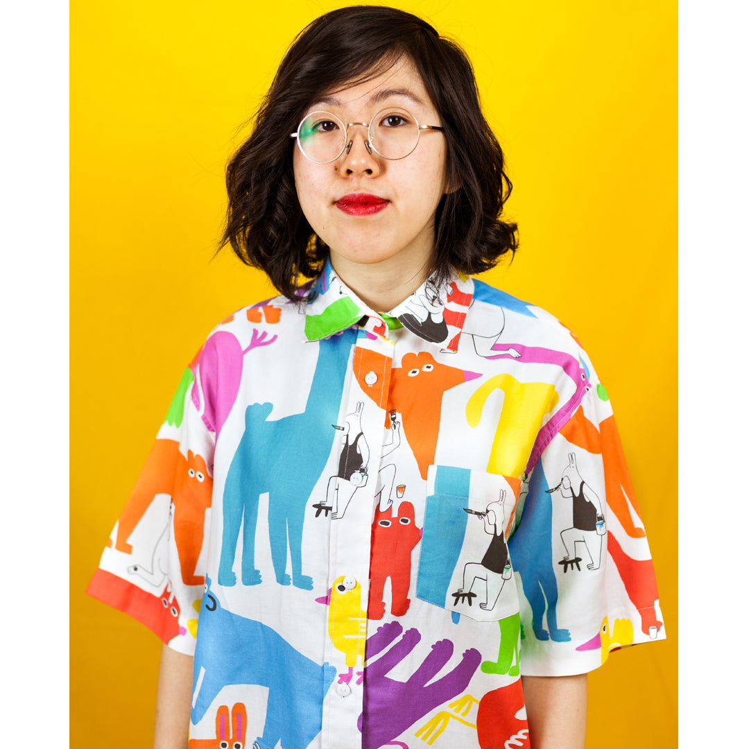 Cute animal print shirt dress by illustration duo YUK FUN