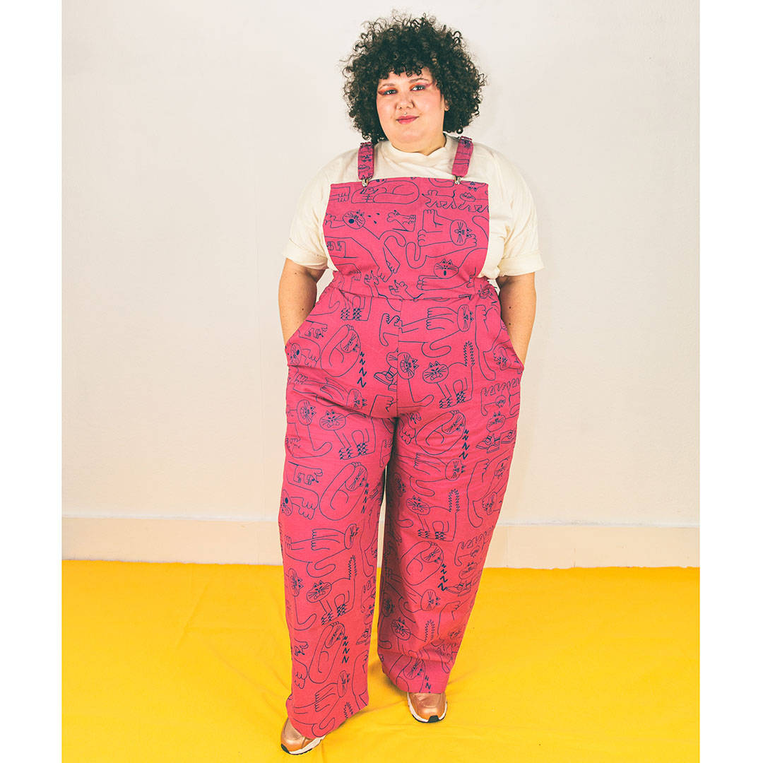 YUK FUN super comfy dungarees made in the UK with inclusive sizing available 
