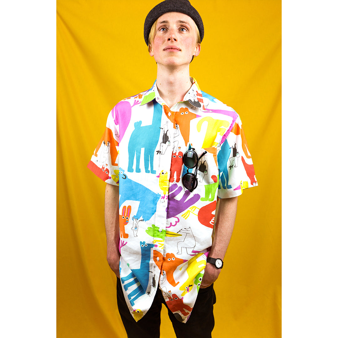 Colourful animal print Mens shirt by YUK FUN