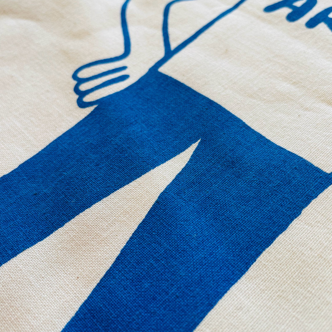 MISPRINTED YUK FUN Art screen printed tote bag - blue on natural