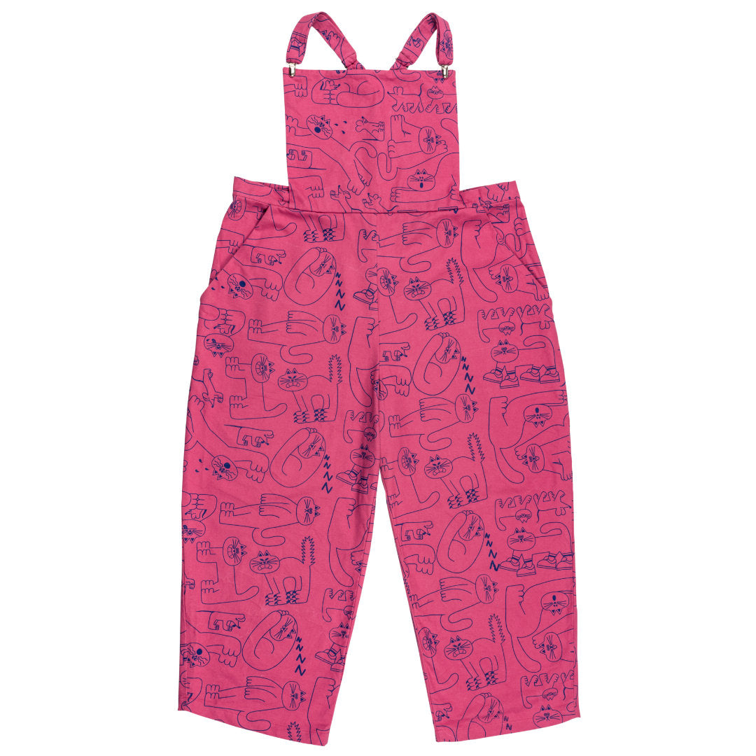 Plus size dungarees made in the uk by The Emperor's Old Clothes with fabric designed by YUK FUN