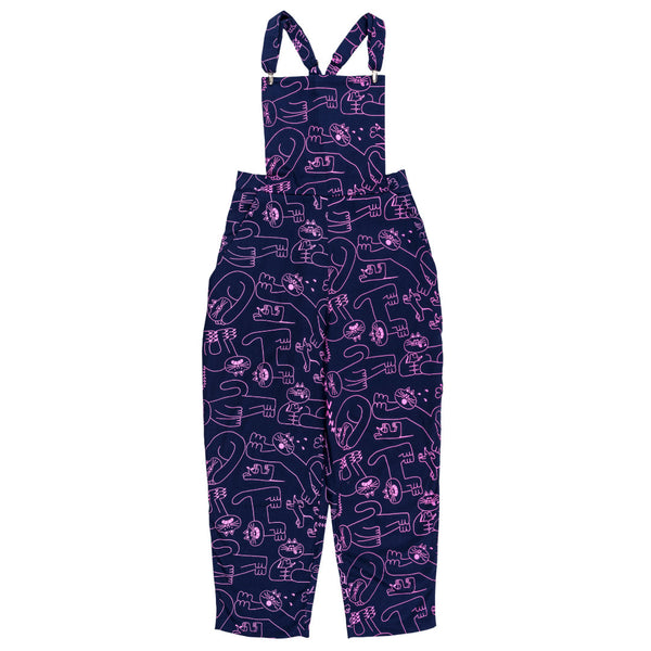 blue dungarees made from sustainable deadstock fabric by YUK FUN